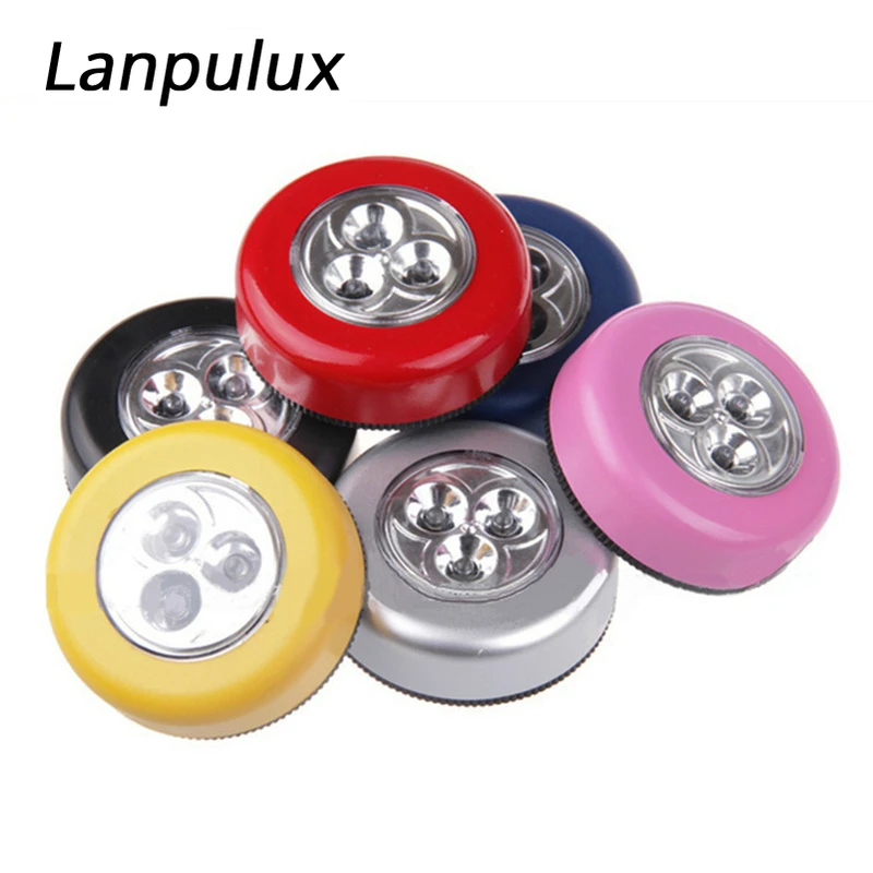 Lanpulux мини сенсорные лампы красочные 3 светодиодных 4 ночника светильник шкафа