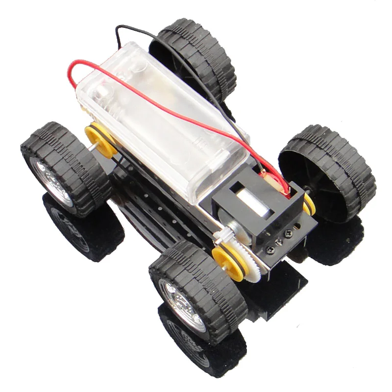 

Self assembly DIY Mini Battery Powered Metal Car Model Kit 12*8cm 4WD Smart Robot Car Tank Chassis RC Toy F17924