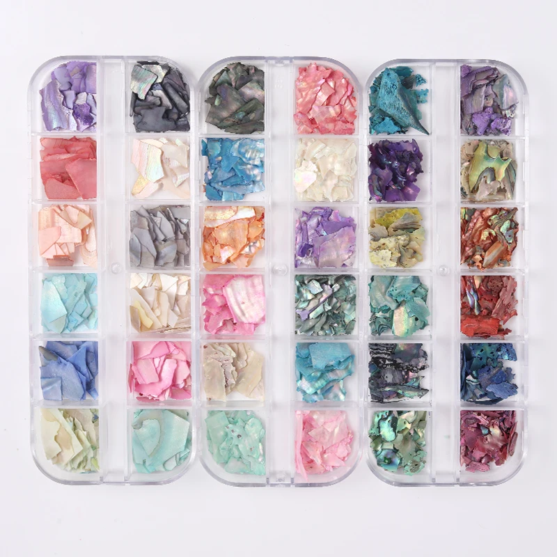 

1 box Holographic Nail Sequins 3D Gradient Abalone Shell Marble Slice Paillette Nail Art Colorful Flakes Manicure Glitter