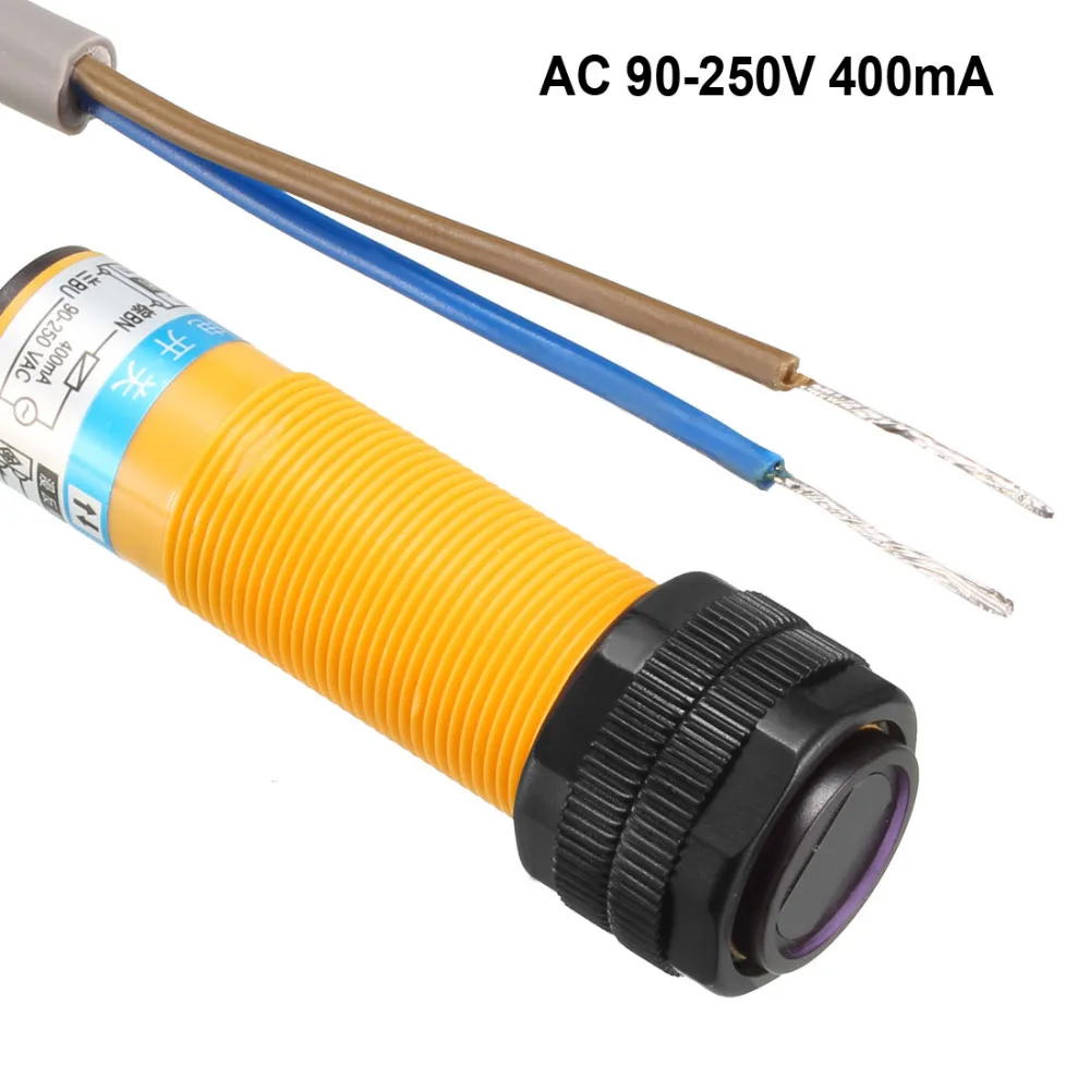 

Uxcell 300/400mA Photoelectric Switch Infrared Ray Diffuse Reflection Optical Sensor Switches NC/NO AC 90-250V or DC 6-36V 1PCS