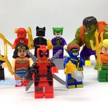 GUSUG 90 шт. супер герой Ник фурия Бэтмен чудо-женщина флэш Дэдпул Джокер Аквамен Циклоп Халк строительные блоки детские игрушки, строительные блоки