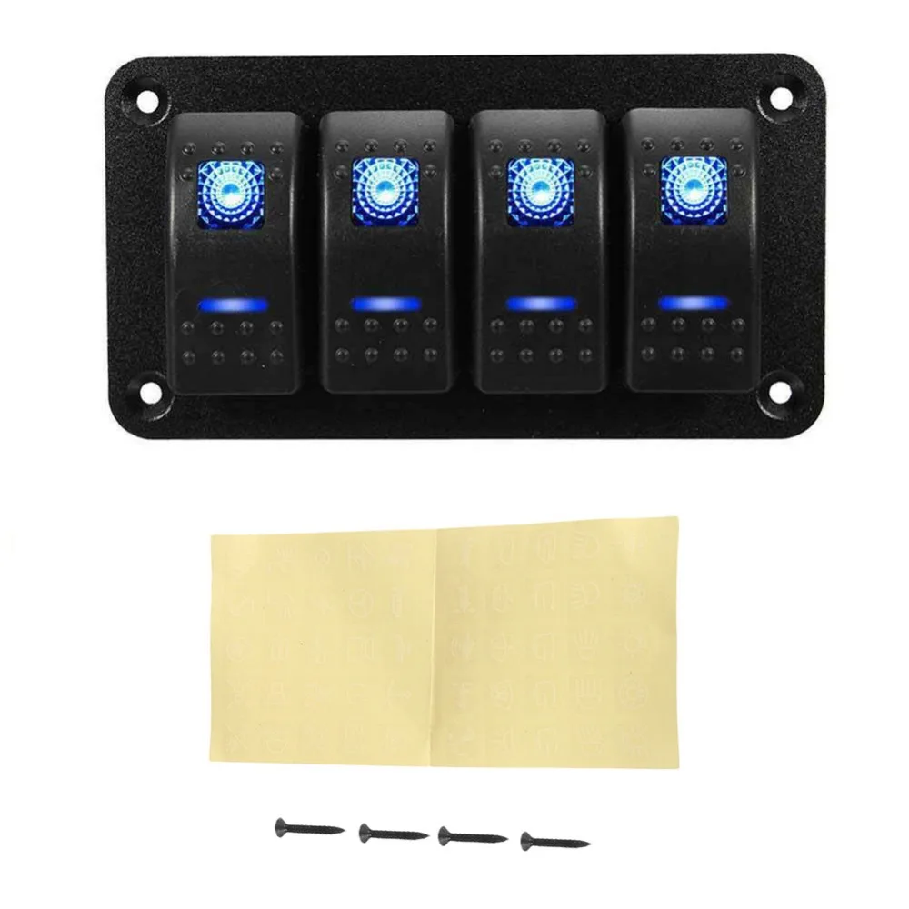 Painel de Luz Gang Alternar Rocker Switch Led On-off Car Marine Boat dc 12 v - 24 4 11 4 Gang Alternar Rocker Switch Painel de
