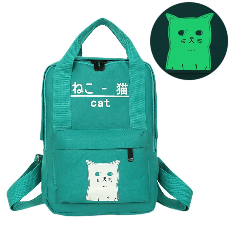 

Boys and Girls Vintage Cat Schoolbag School Backpack Glow In Dark
