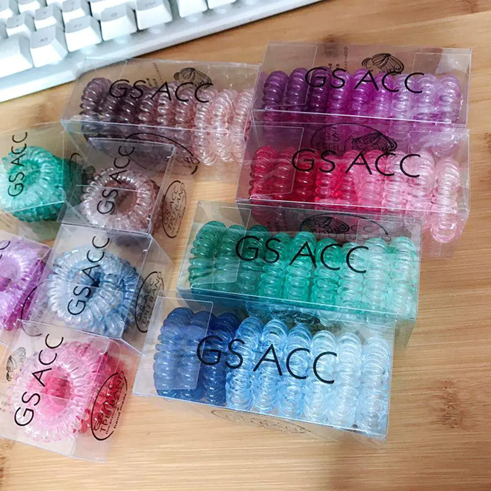 

3 pieces / bag ladies rubber hair rope elastic hair band spiral hair ring headwear accessories telephone line hair band