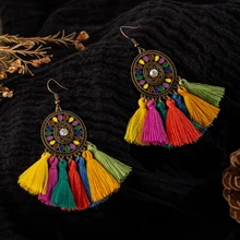 Orecchini pendenti colorati con nappe pendenti per donna Boho femminile bohemien etnico orecchini per feste di nozze accessori per gioielli
