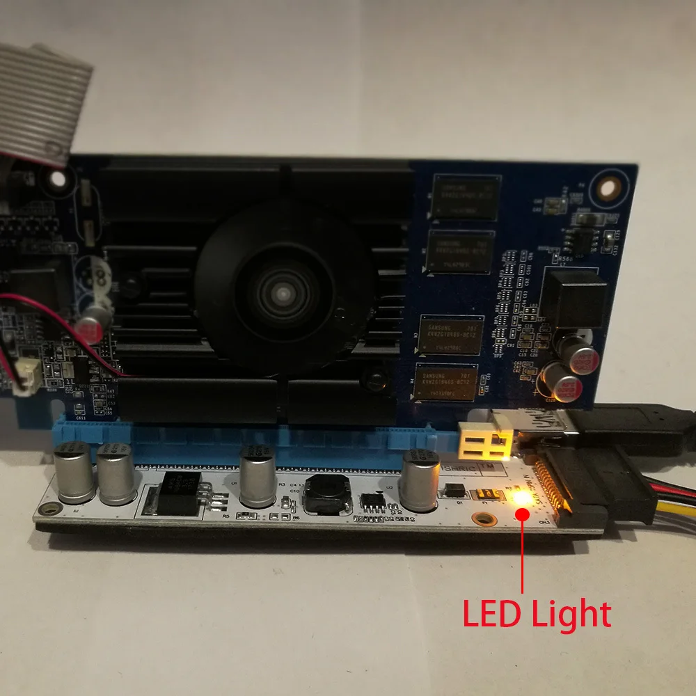Адаптер удлинитель JONSNOW 008S PCI E Riser Express с прямым углом 1X 4x 8x 16x PCIe 4PIN Molex 6PIN SATA для