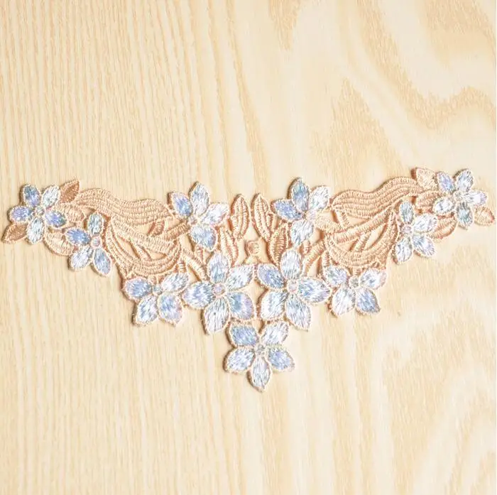1 Piece 19*8cm Blue Skin Exquisite Embroidery Flower Mini Lace Collar Fabric Sewing Applique DIY Children Neckline Wedding | Дом и сад