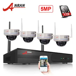 ANRAN 5MP 4CH WI-FI NVR комплект H.265 5MP HD Беспроводной безопасности Камера вандалоустойчивый Купол IP Камера движения Dectioning сигнализация системы