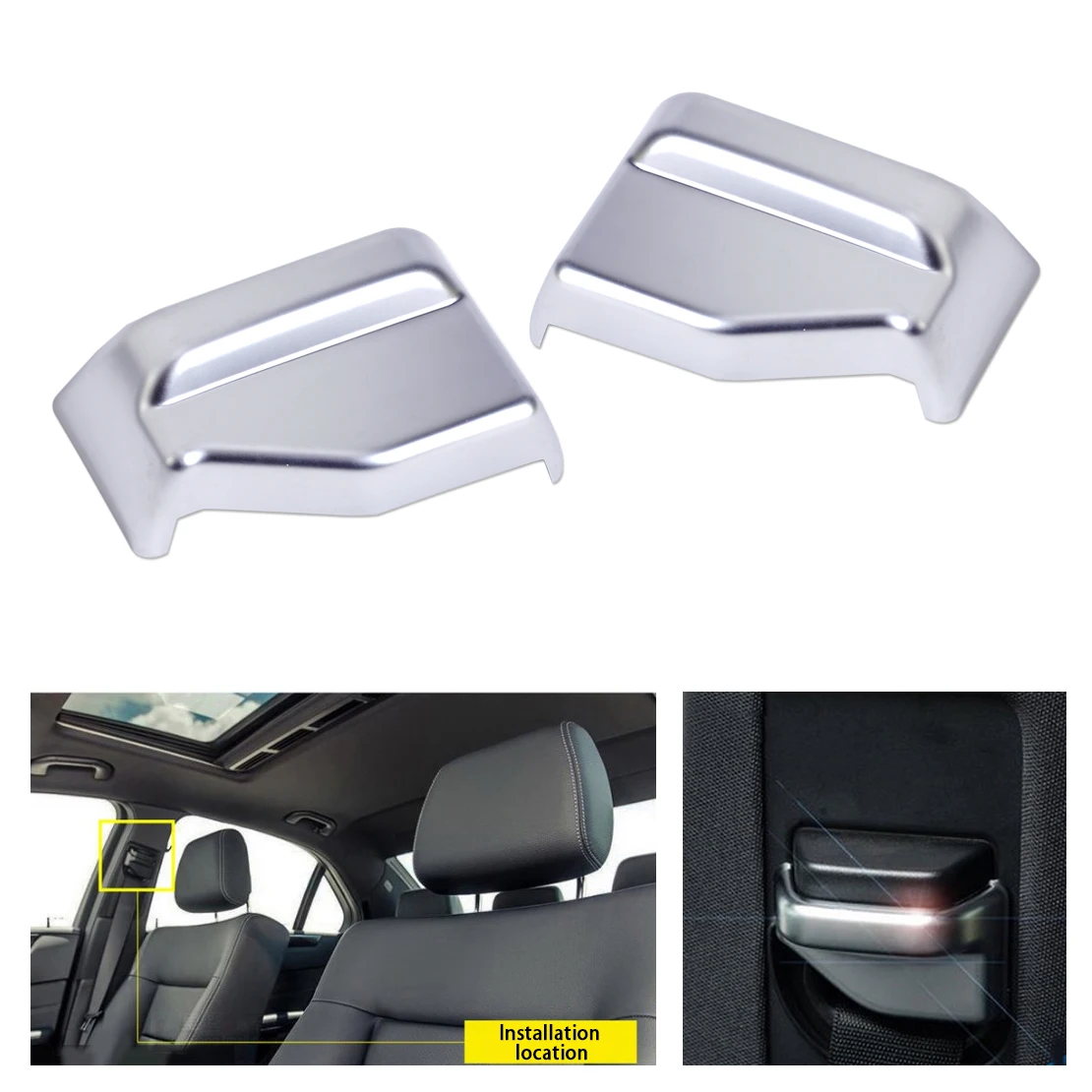 

beler 2x ABS Chrome Interior B Pillar Seat Safety Belt Frame Cover Trim for Mercedes Benz E Class W212 2010-2012 2013 2014 2015