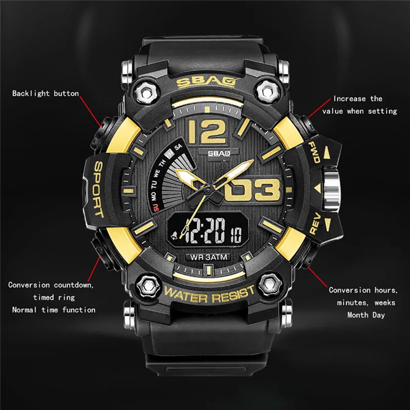 

Fashion Men's Outdoor Sports Waterproof Calendar Multi Function Electronic Watch Man's Traveling Sports Watch Digital Male Watch
