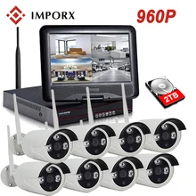 Imporx 960 P 8CH Беспроводной NVR Kit 1" ЖК-дисплей монитор Экран CCTV Системы 1.3MP P2P Wi-Fi IP Камера открытый комплект видеонаблюдения