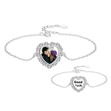 925 стерлингового серебра Кристалл изображение сердца индивидуальный браслет цепочка персональное фото привычное очарование браслет, женская бижутерия свадьба
