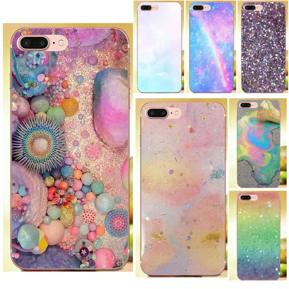 

Pastel Sparkle Glitter Artwork Kawaii For LG G2 G3 mini spirit G4 G5 G6 K4 K7 K8 K10 2017 V10 V20 V30 Soft TPU Phone Capa