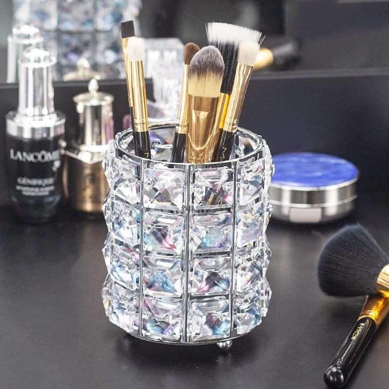 Kaufen Luxus Kristall Metall Make Up Pinsel Lagerung Rohr Augenbraue Bleistift Kosmetische Stifte Make Up Organizer Perle Kristall Schmuck Lagerung Box