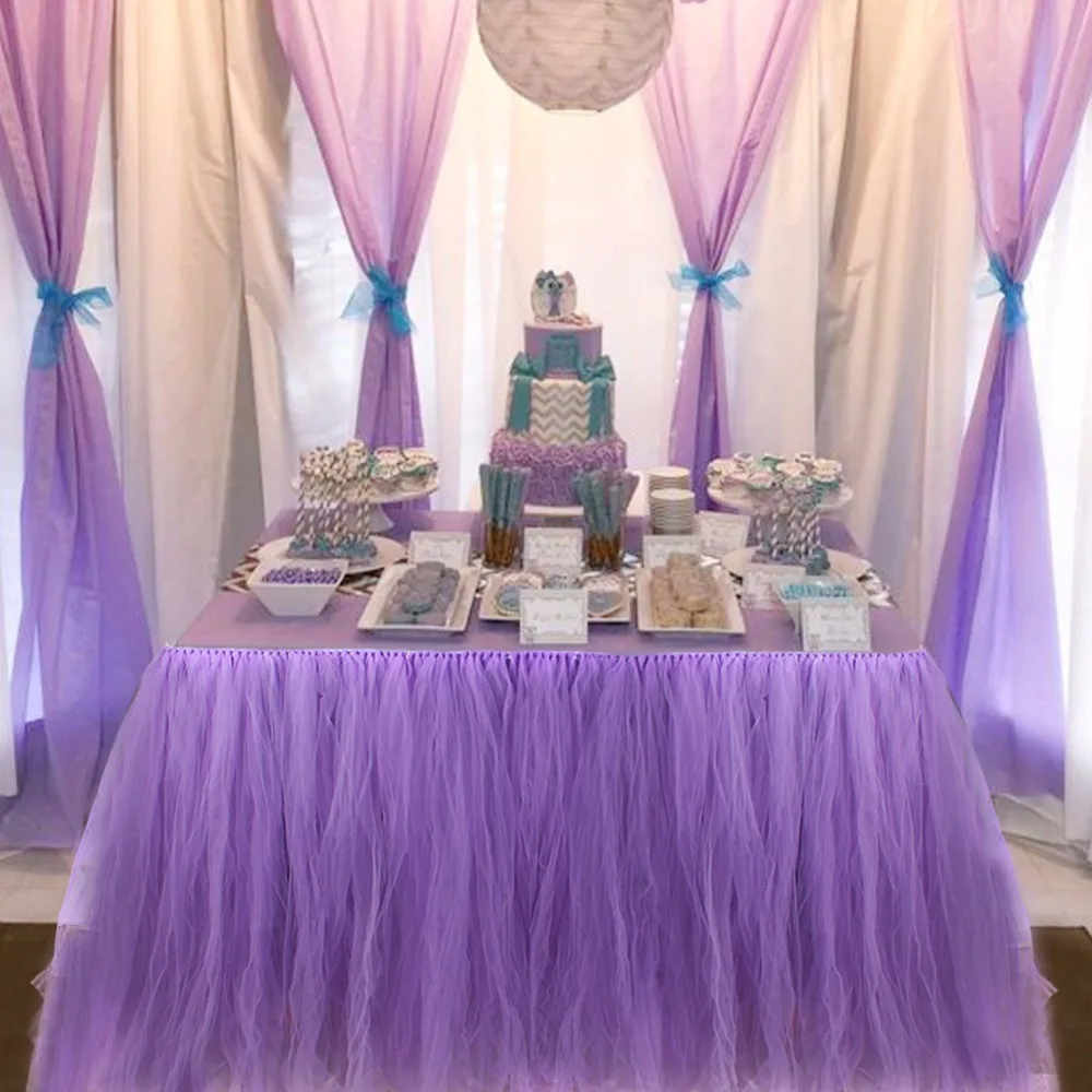 Ourwarm 2 Pieces Tulle Tutu Jupe De Table Couleur Dentelle Nappe Couverture Pour La Maison Hotel Anniversaire Bapteme Mariage Fete Table Decoration Aliexpress