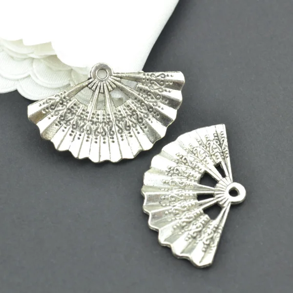 

10Pcs Antique Silver Zinc Alloy fan Charms Pendants Diy Jewelry Findings Accessories Wholesale 33*21mm 22109