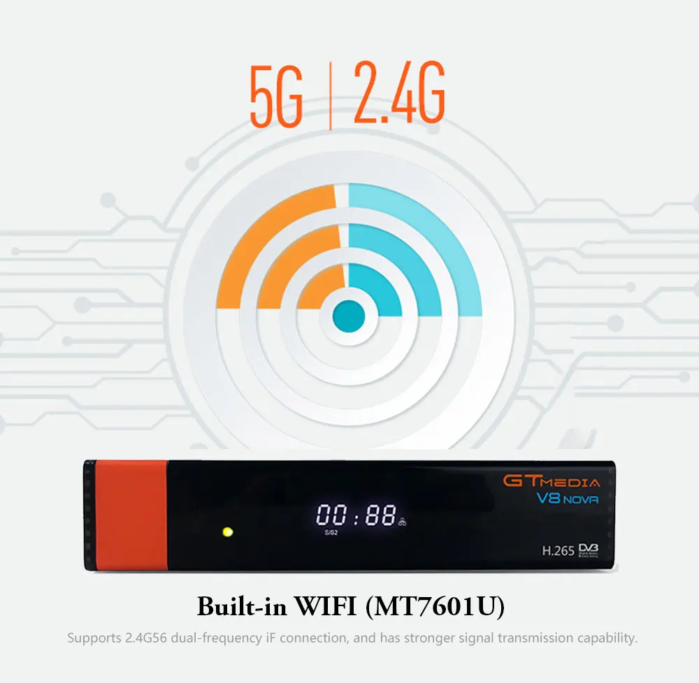 Gtmedia V8 Nova встроенный Wifi H.265 с европейскими 7 линиями Cccam Share сервер для 1 года Европа Испания HD DVB-S2 спутниковый ресивер