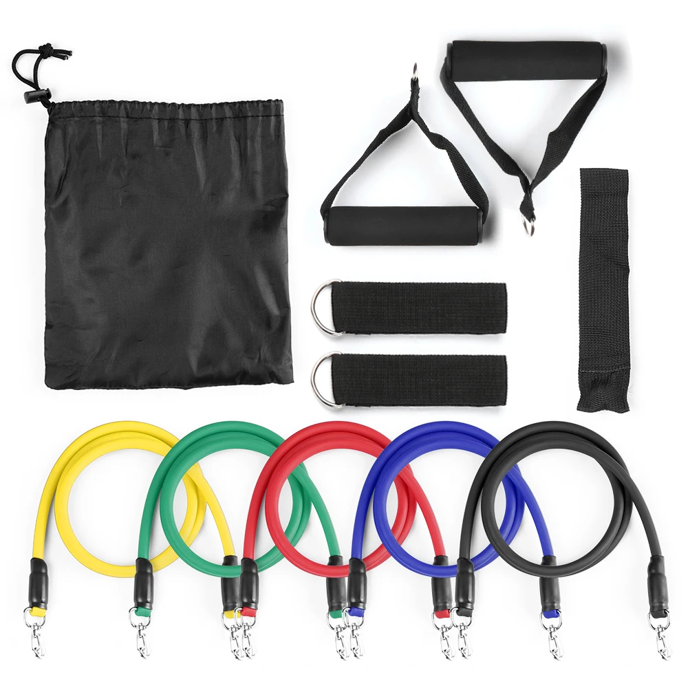 

11Pcs Resistance Bands Workout Fintess Exercise Tube Bands Ankle Straps Pull Rope Rubber Expander Elastic Bands with Carry Bags