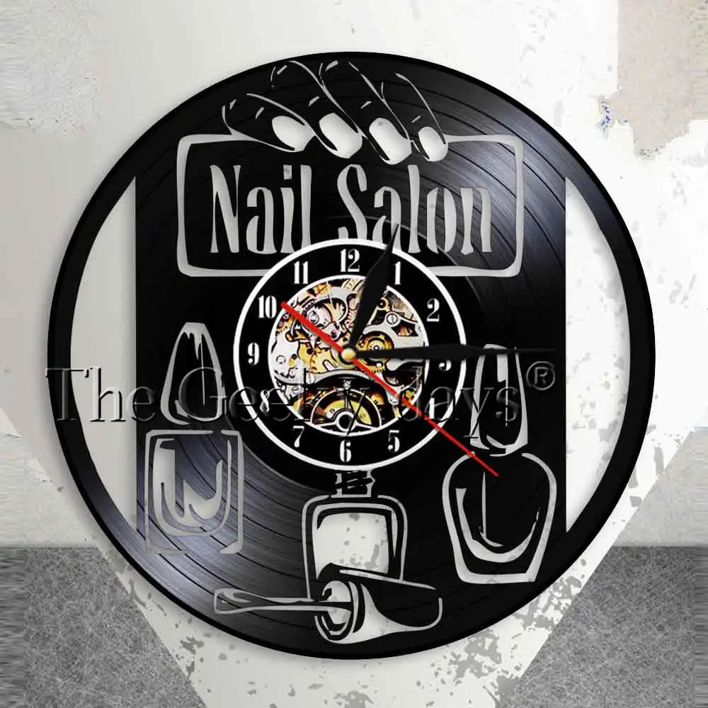 Manicure Wall Clock Nail Beauty Salon Studio Wall Decor Nail Polish