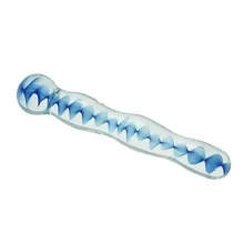 New spiral blue pyrex crystal glass anal butt plug beads double dildo penis fake masturbation sex