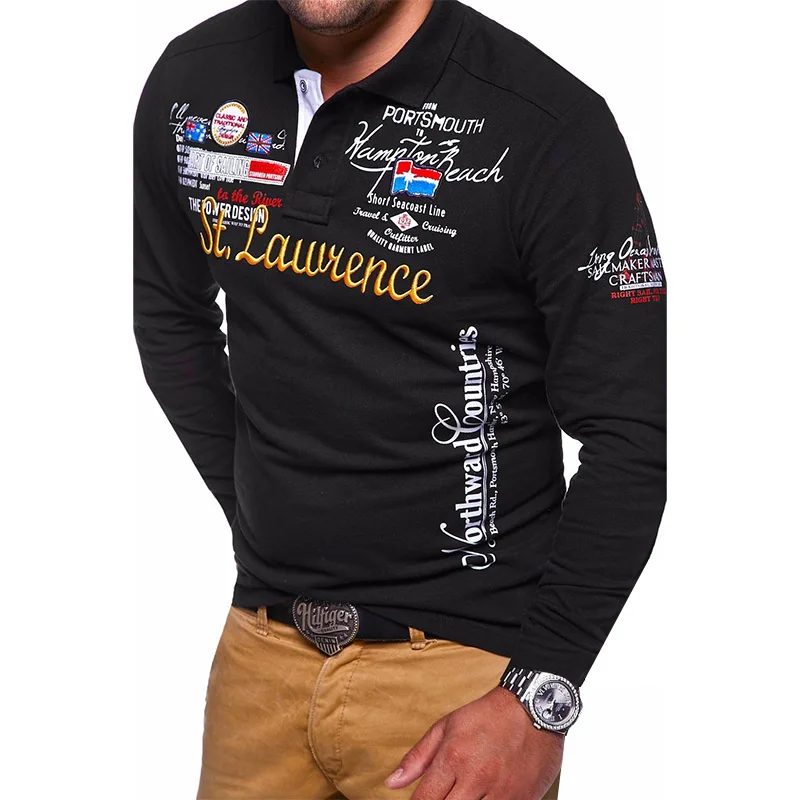 

ZOGAA Brand Clothing New Men Casual Slim Fit Long Sleeve Polo Shirt Male Casual Printed Breathable Polo Shirt Men Tops Tees