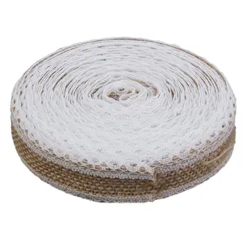 

10M Wedding Home DIY Craft Burlap Ribbon Lace Decorated Jute and Lace Accessory Border for Couture Handicraft Width