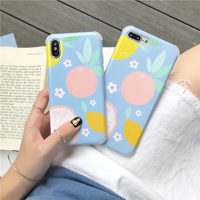

Anti-knock Case For iPhone XS Max Case For iPhone XR X 7 6S 6 8 Plus Fresh Orange Flower Soft TPU Glossy Phone Back Cover Shell