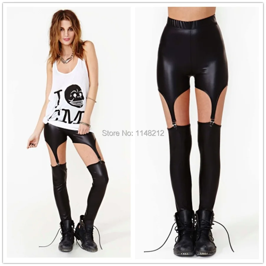 New fashion 2016 novelty faux leather leggings women punk sexy fitness