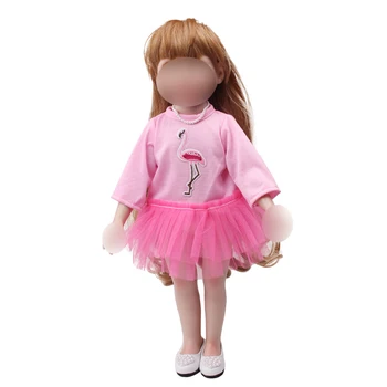 

Doll clothes dress set pink dress fit 18-inch girl dolls and 43 cm baby dolls clothing accessories c727