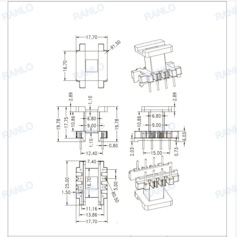 EE25 Трансформатор бобины PC40 ферритовый сердечник Вертикальный 4+ 4pin