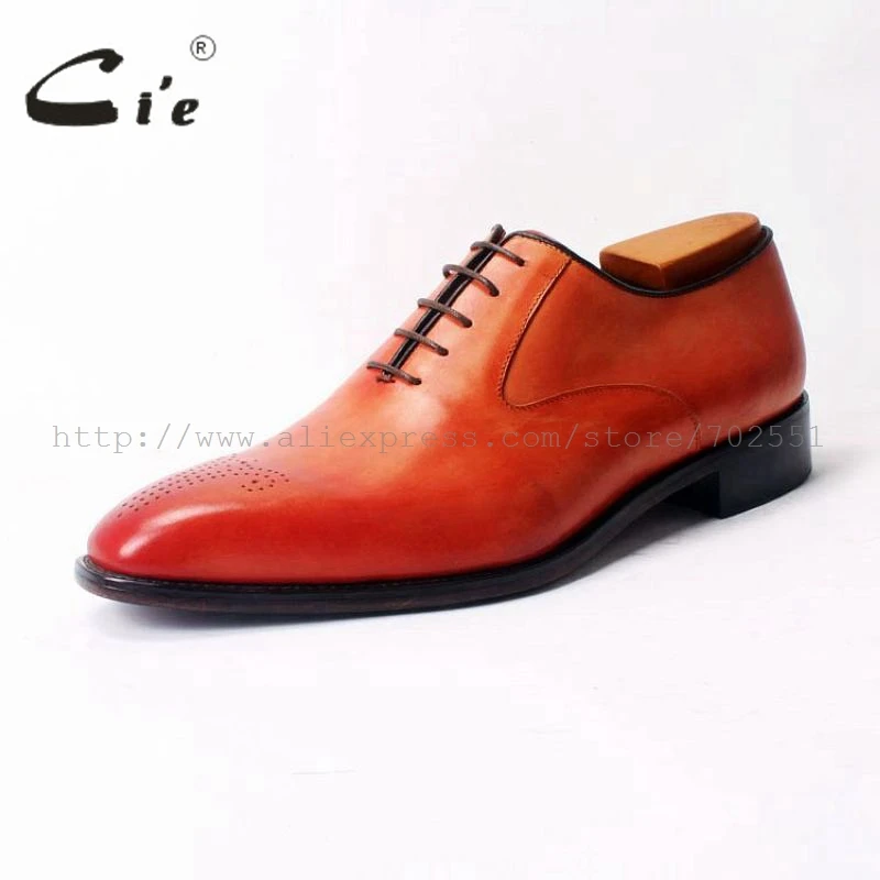 CIE квадратный носок, со шнуровкой, на плоской подошве, со шнуровкой, туфли-оксфорды ручной росписью оранжевый натуральная подошва из телячьей кожи дышащие Для Мужчин's кожаная обувь OX310