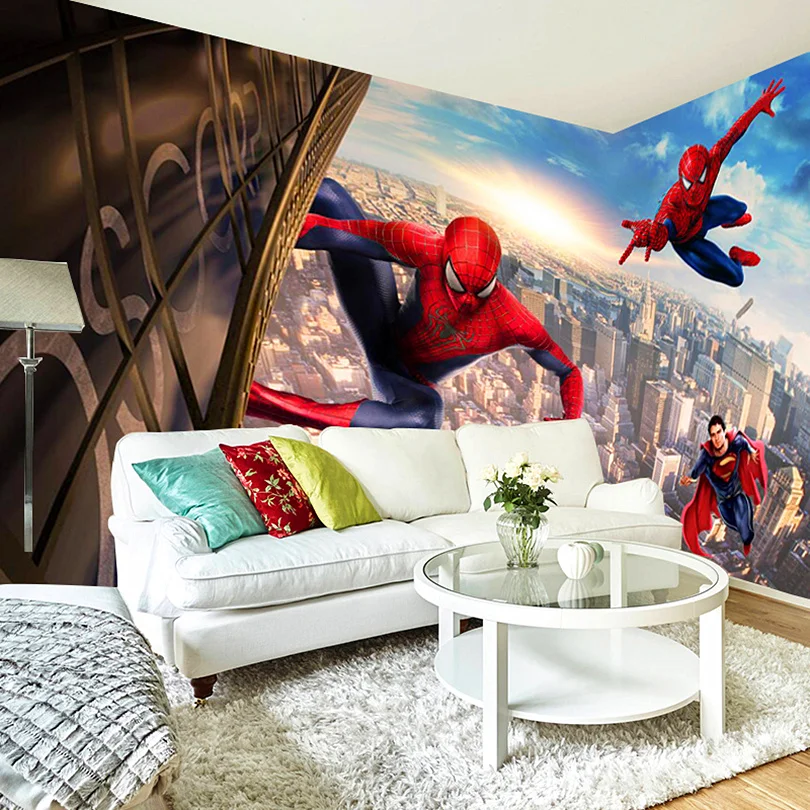 Large-scale murals 3D Spider-man cartoon bedroom television background wallpaper child non-woven cloth 3D Mural Wallpaper Large-scale murals 3D Spider-man cartoon bedroom television background wallpaper child non-woven cloth 3D Mural Wallpaper
