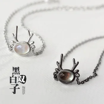 

Black and White Antles Charms Fit Original Bracelet Bangle With Crystal Bracelet for Women Children Girl DIY Jewelry