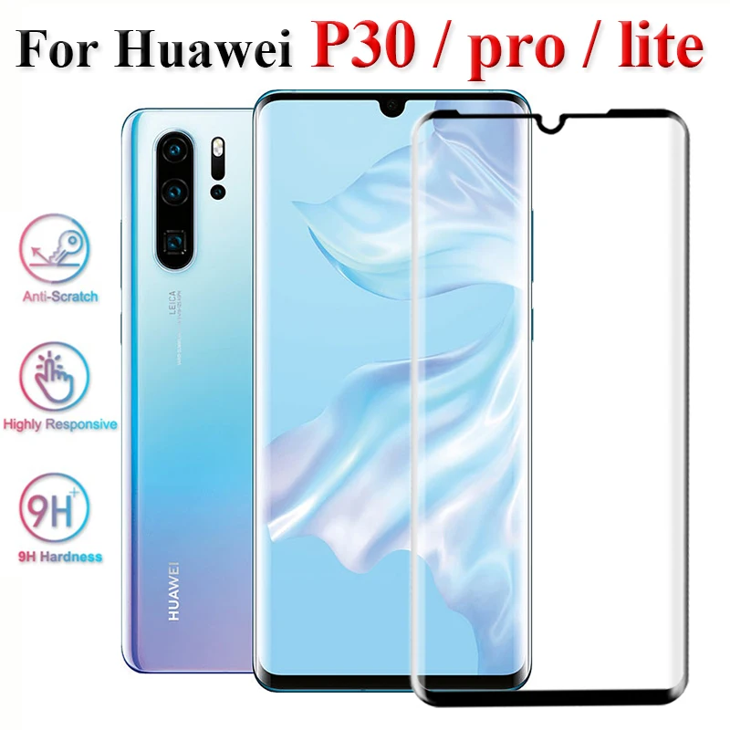 

protective glass on for huawei p30 pro lite light tempered glas p 30 30pro 30lite 3D screen protector safety sheet verre tremp