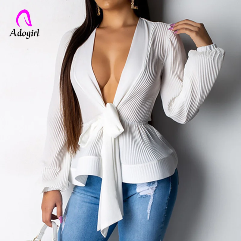 بلوزة النساء 2019 الصيف جديد الصلبة المرأة بلوزة شيفون مكتب سيدة الخامس الرقبة ربطة القوس فيونكة فضفاض عارضة الصلبة الإناث قمصان أبلى قمم