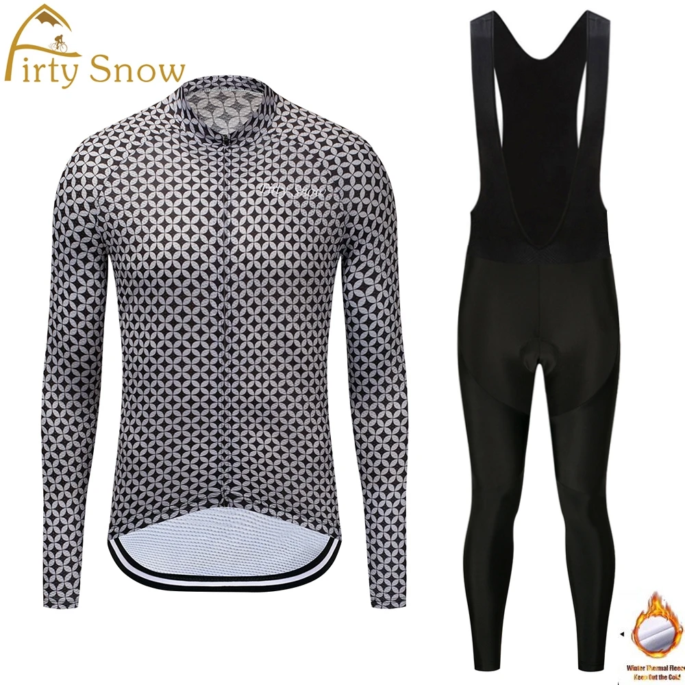 

Firty Snow 2018 Long Sleeve Cycling Jersey Sets Winter Mens Bicycle Clothing Uniformes Ciclismo Para Hombre
