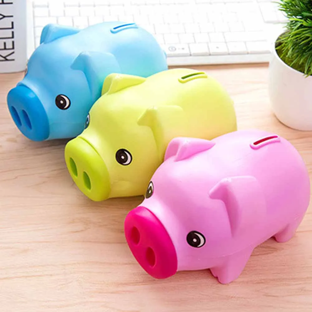 Portable Cute Plastic Piggy Bank Saving Cash Coin Money Box Children