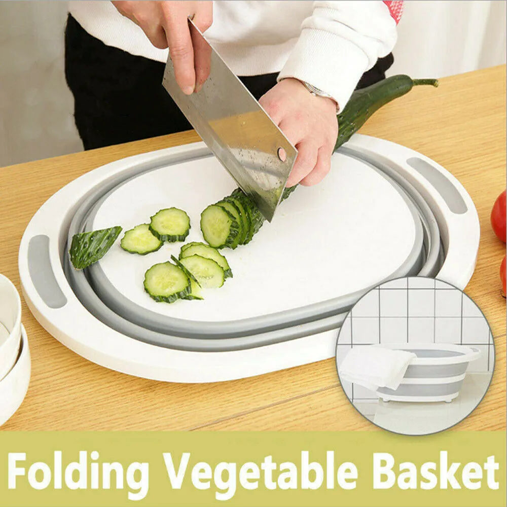 

Chopping Board Folding Drain Basket Multi-Function 2 In 1 Sink Cutting Board
