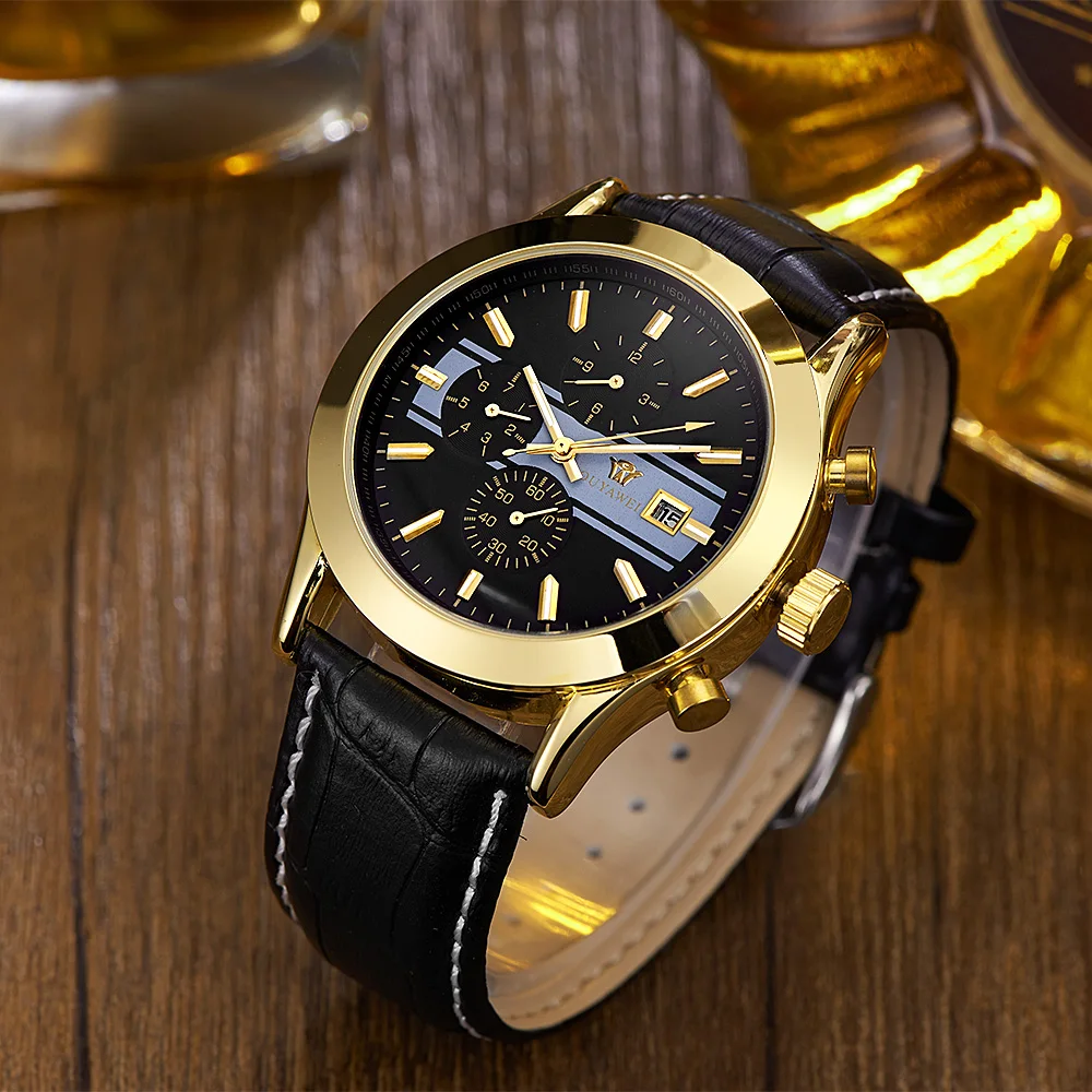 

2017 OYW Brand Self Wind Mechanical Men Wristwatch Relogio masculino Leather Strap Luxury Gold Black Fashion Dress Watches Gifts
