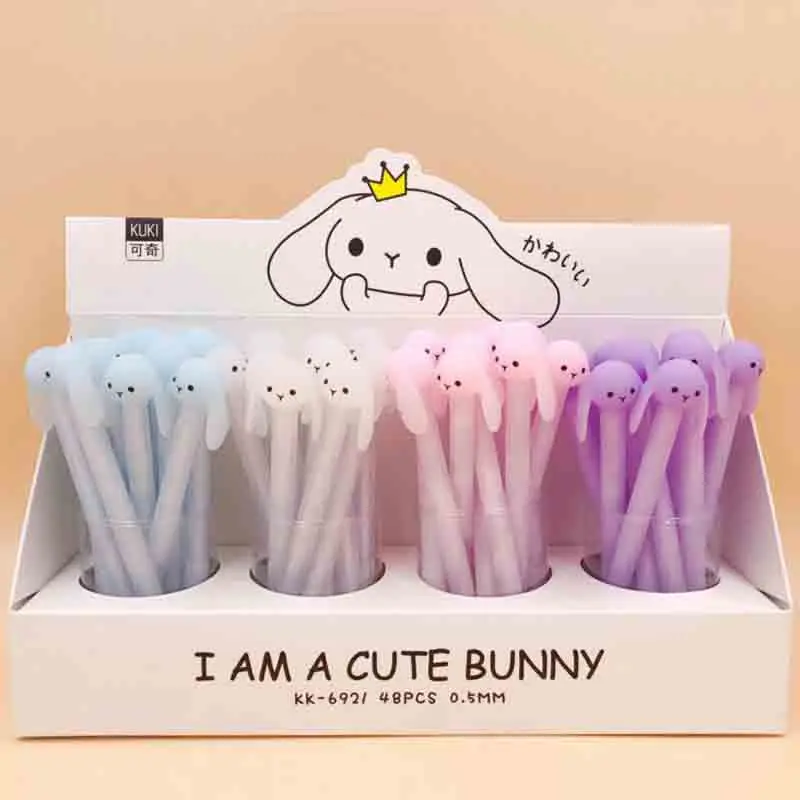 

4 Pcs Hot Sale Kawaii Silicone Long Rabbit Ear Gel Pen School Office Supply Stationery Writing Signing Tool Student Gift Kids