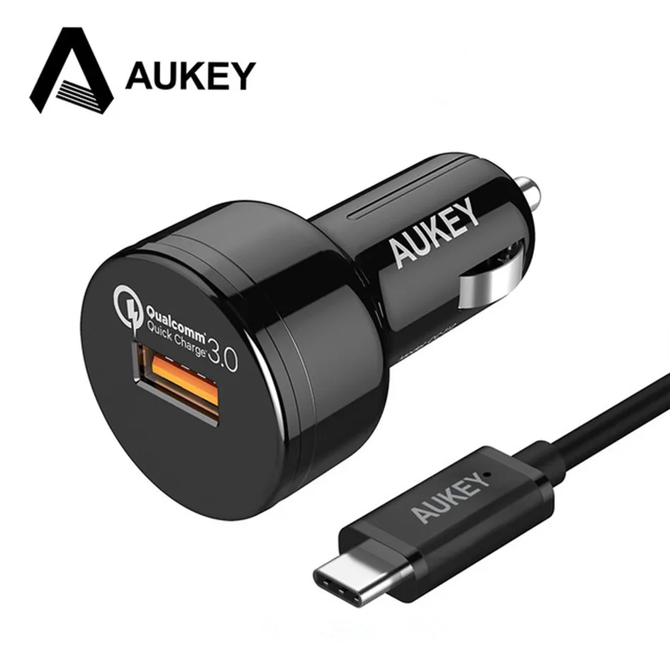 AUKEY Powerful 24W Quick Charge 3.0 Car Charger With USB A TO C Type c Cable Universal USB Car