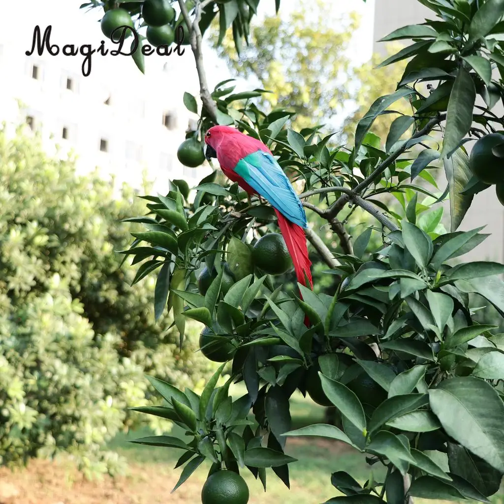 12'' / 30cm Decorative Feather Parrot Model Artificial Bird Statue Macaw Figurine Fancy Dress Props Garden Lwan Tree Decor