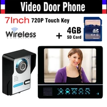 Wireless Video font b Door b font Phone Doorbell Intercom System 4GB SD Card Record 7