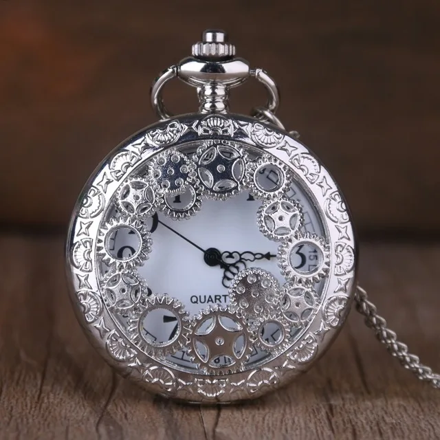 Винтажные серебряные ажурные карманные часы с цепочкой мужское ожерелье в стиле стимпанк карманные