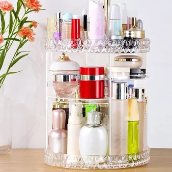 

Rotating Acrylic Transparent Cosmetic Storage Box with Multi-layer for Daily Use LBShipping