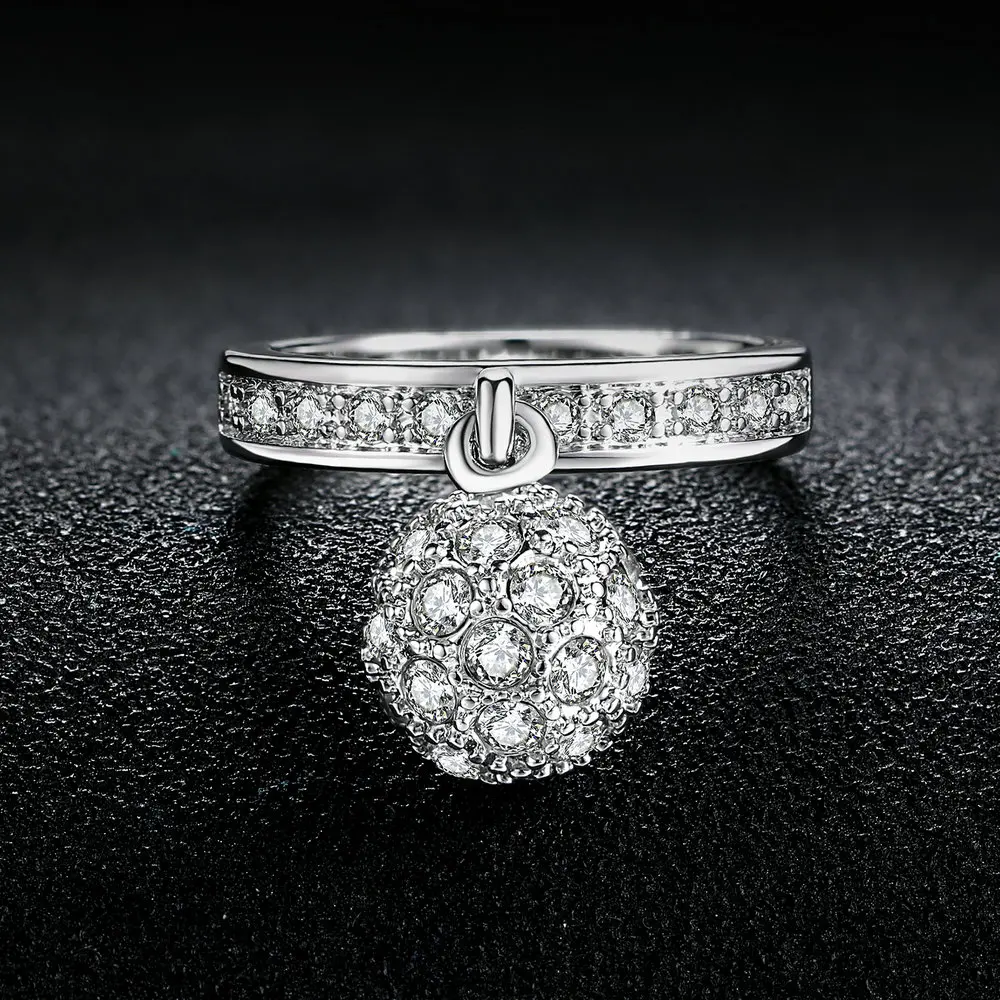 Уникальный милый хрустальный шар вечерние кольца на палец серебряный цвет модные брендовые Ювелирные изделия/ювелирные изделия для женщин Горячая Распродажа Anel DFR025