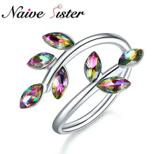 

Colorful Leaves Adjustable Ring Fashion Open Wedding Rings For Women Female Top Anillos Mujer Vintage Finger Jewelry Fashion