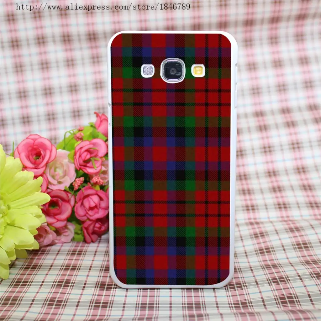 RED BLUE font b TARTAN b font SCARF FASHION Style White Hard Case Cover for Galaxy