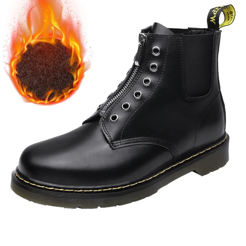 

BACKCAMEL 2018 Autumn Winter High Boots Men England Plus Velvet Work Boots Zipper Warm Winter Shoes Size 38-44 Wholesale