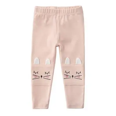 Одежда для детей штаны с рисунком для девочек весенне-осенние брюки эластичные дышащие леггинсы для девочек от 2 до 6 лет Детские повседневные штаны - Цвет: pink